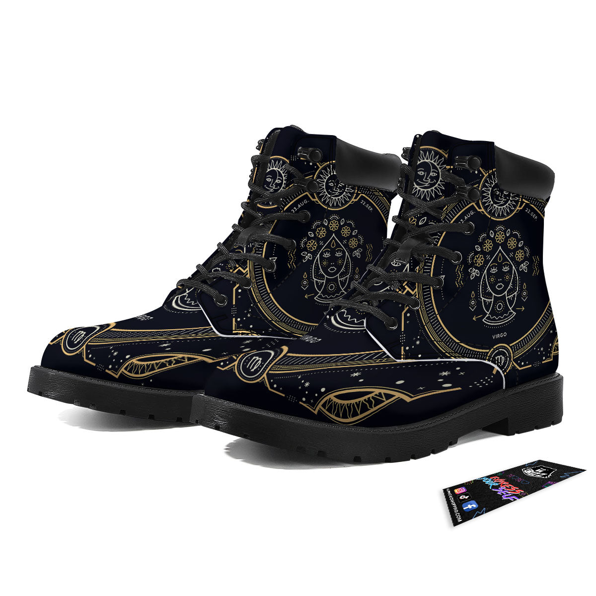 Zodiac Sign Vintage Virgo Print Boots-grizzshop