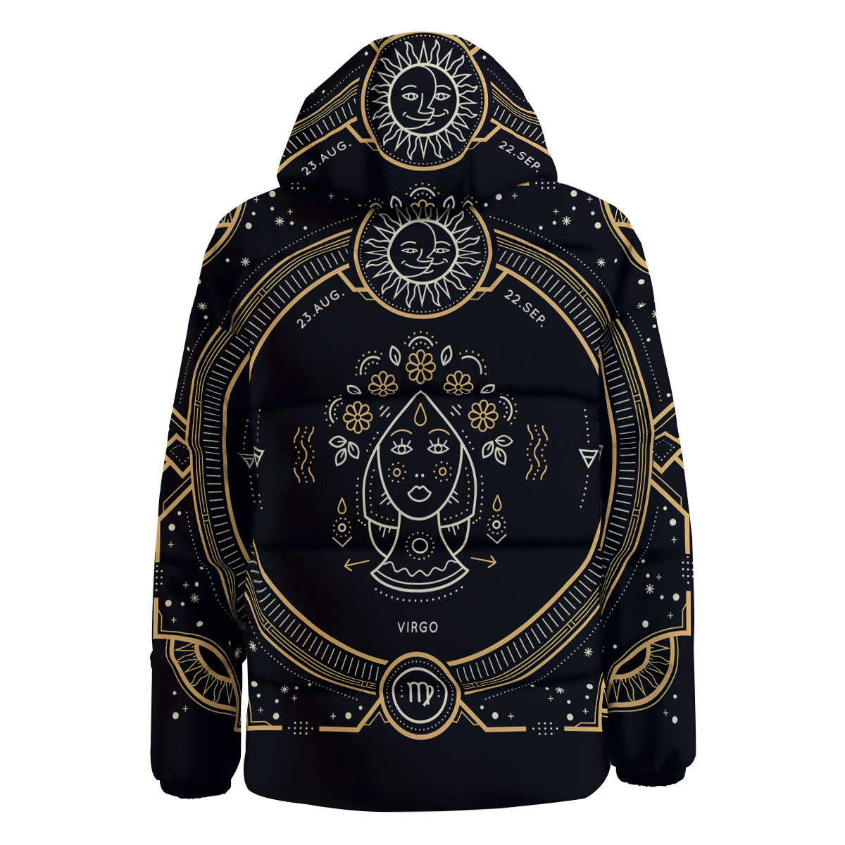Zodiac Sign Vintage Virgo Print Down Jacket-grizzshop