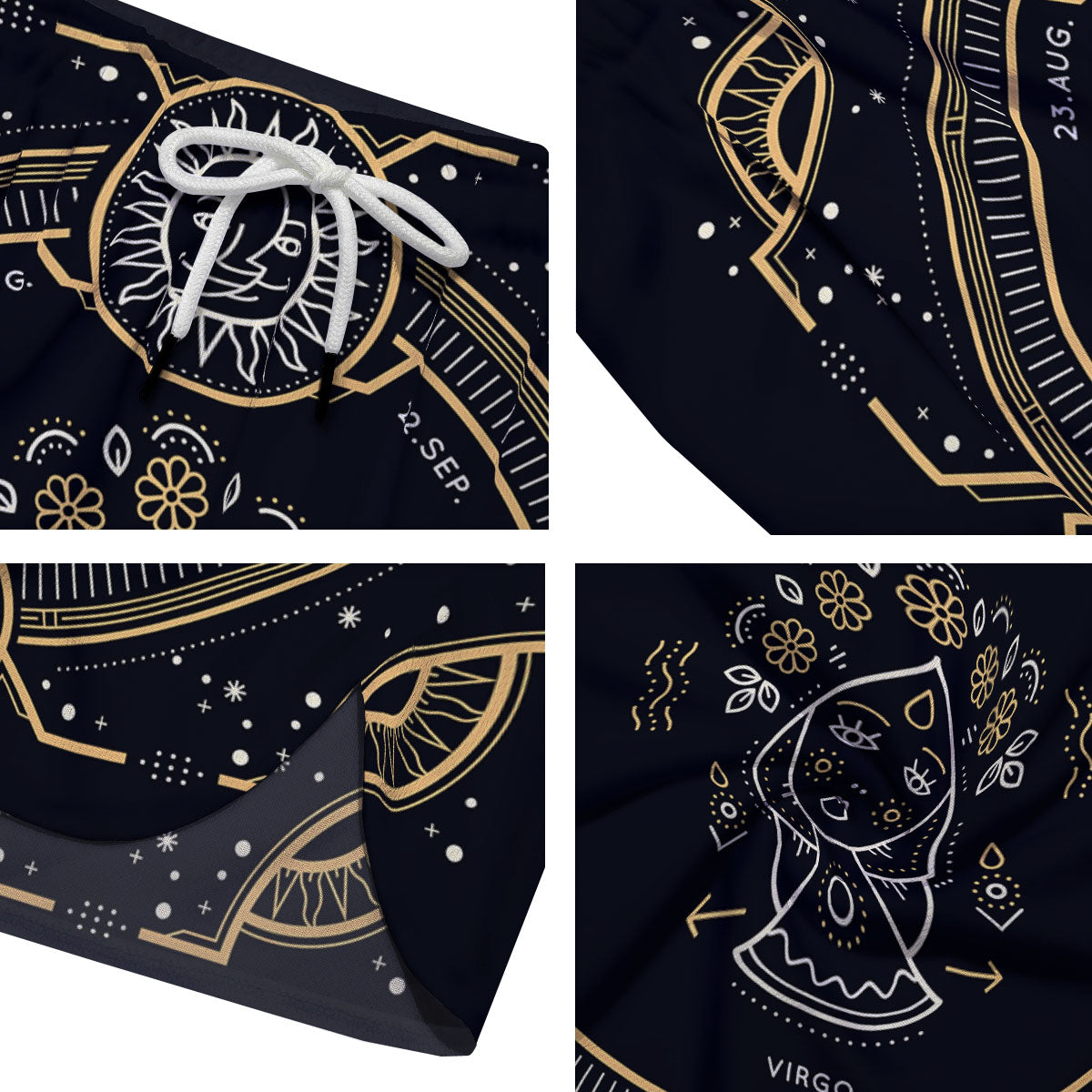 Zodiac Sign Vintage Virgo Print Men's Running Shorts-grizzshop