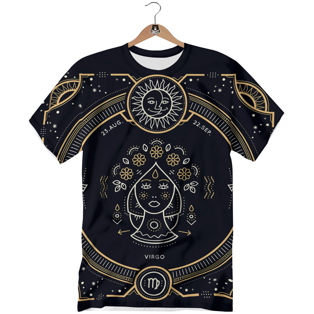Zodiac Sign Vintage Virgo Print T-Shirt-grizzshop