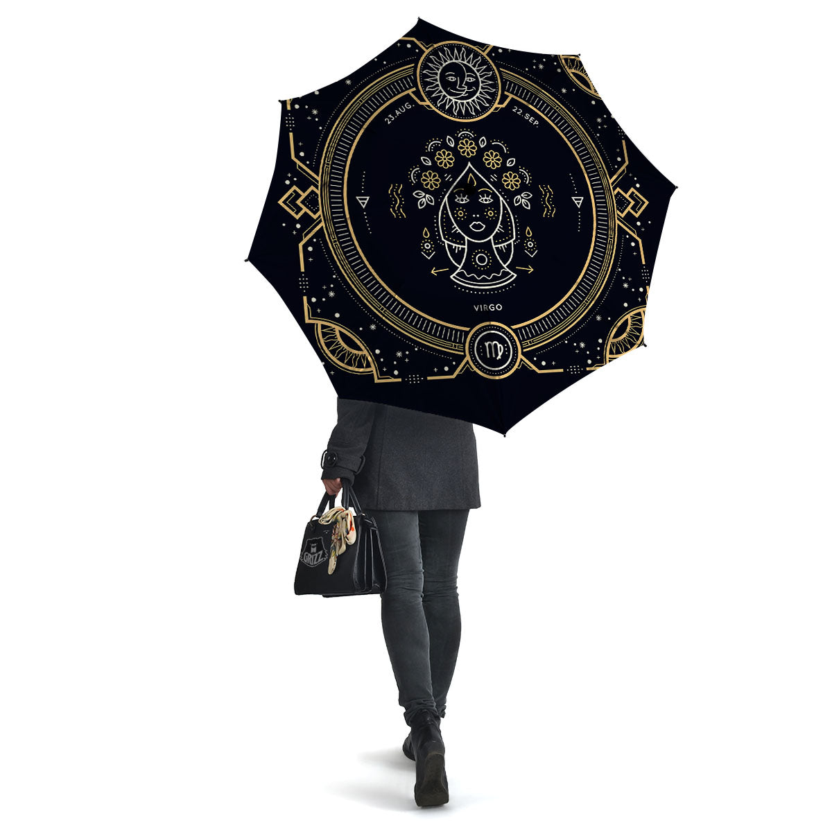 Zodiac Sign Vintage Virgo Print Umbrella-grizzshop
