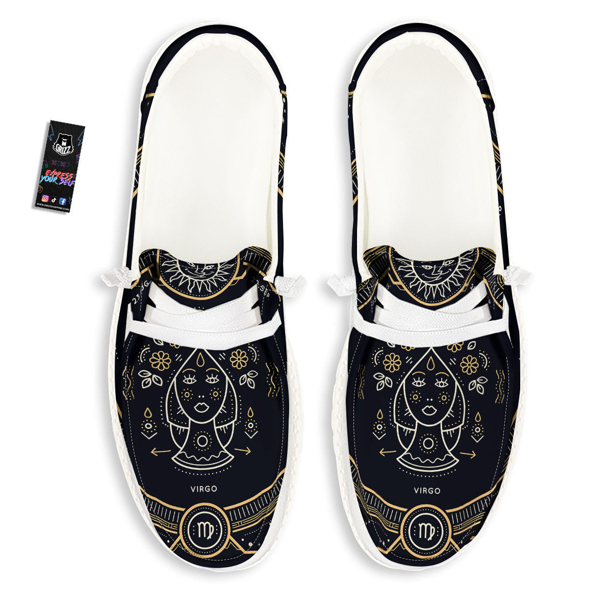 Zodiac Sign Vintage Virgo Print White Loafers-grizzshop