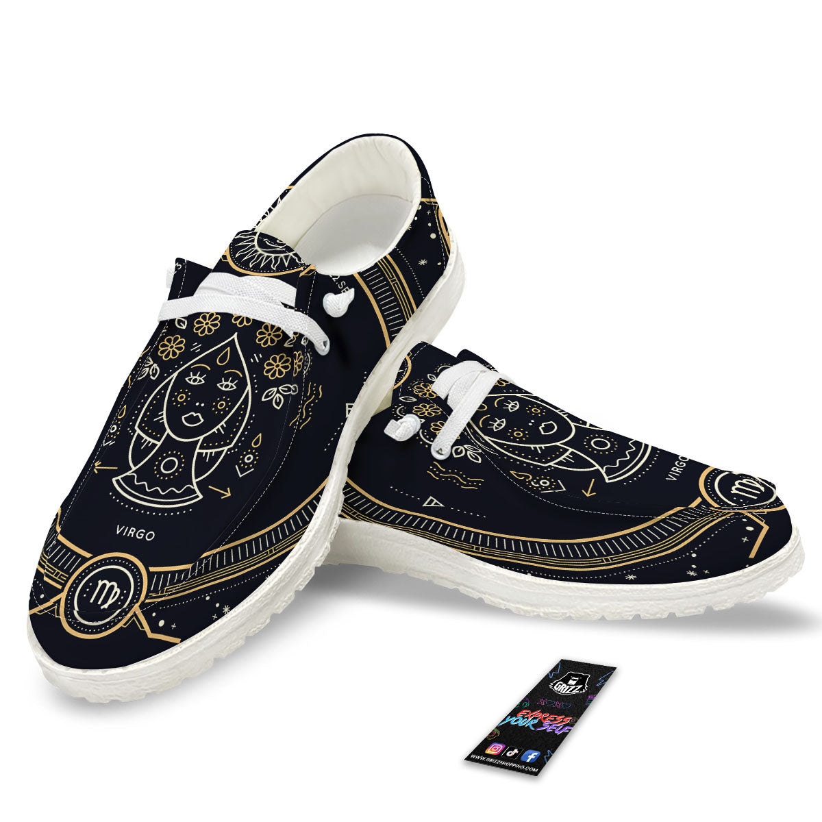 Zodiac Sign Vintage Virgo Print White Loafers-grizzshop