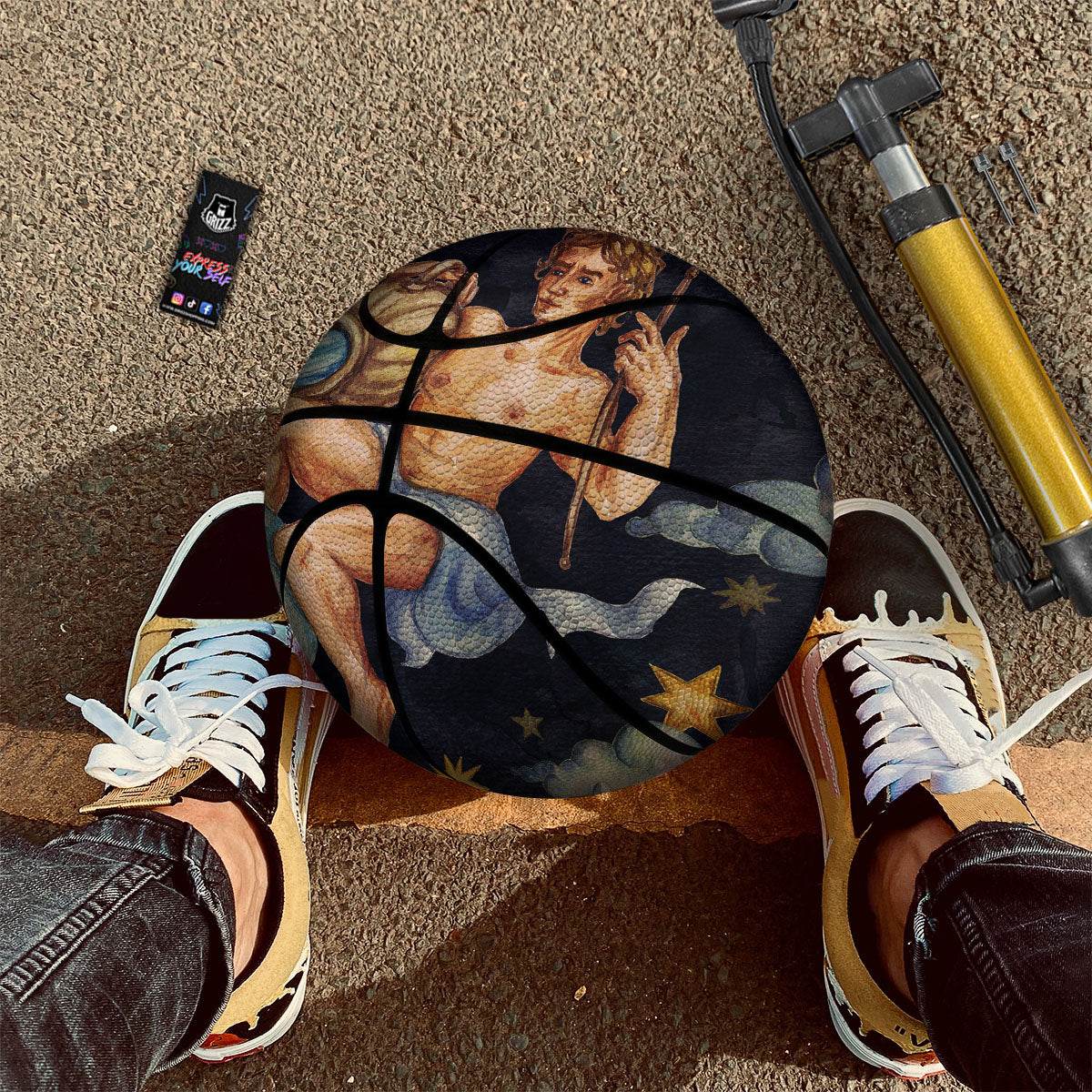 Zodiac Sign Watercolor Aquarius Print Basketball-grizzshop