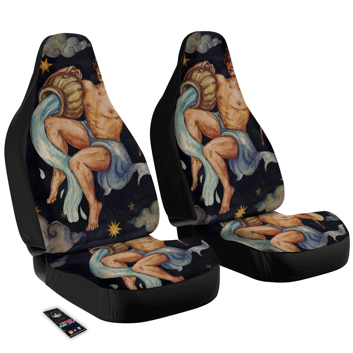 Zodiac Sign Watercolor Aquarius Print Car Seat Covers-grizzshop