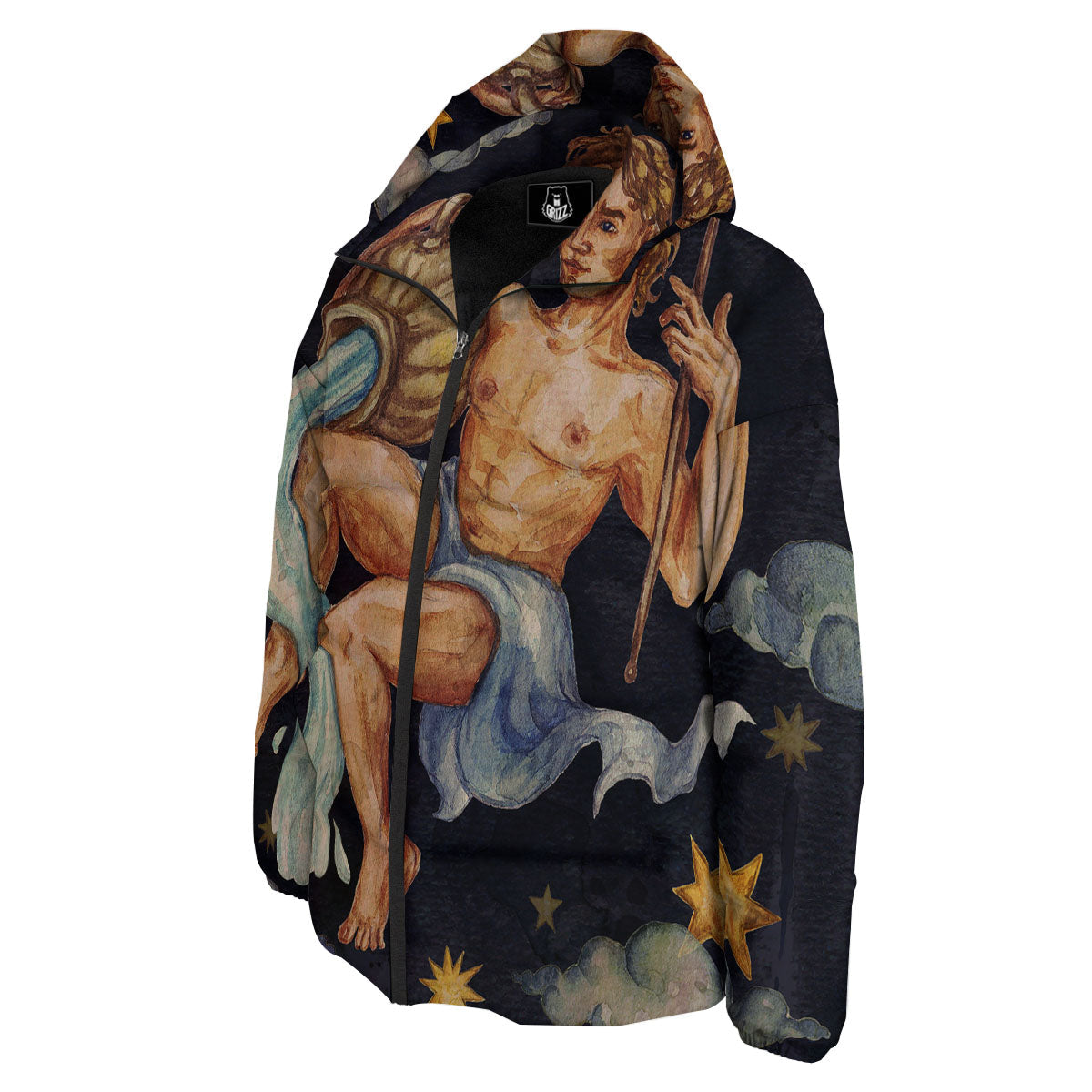 Zodiac Sign Watercolor Aquarius Print Down Jacket-grizzshop