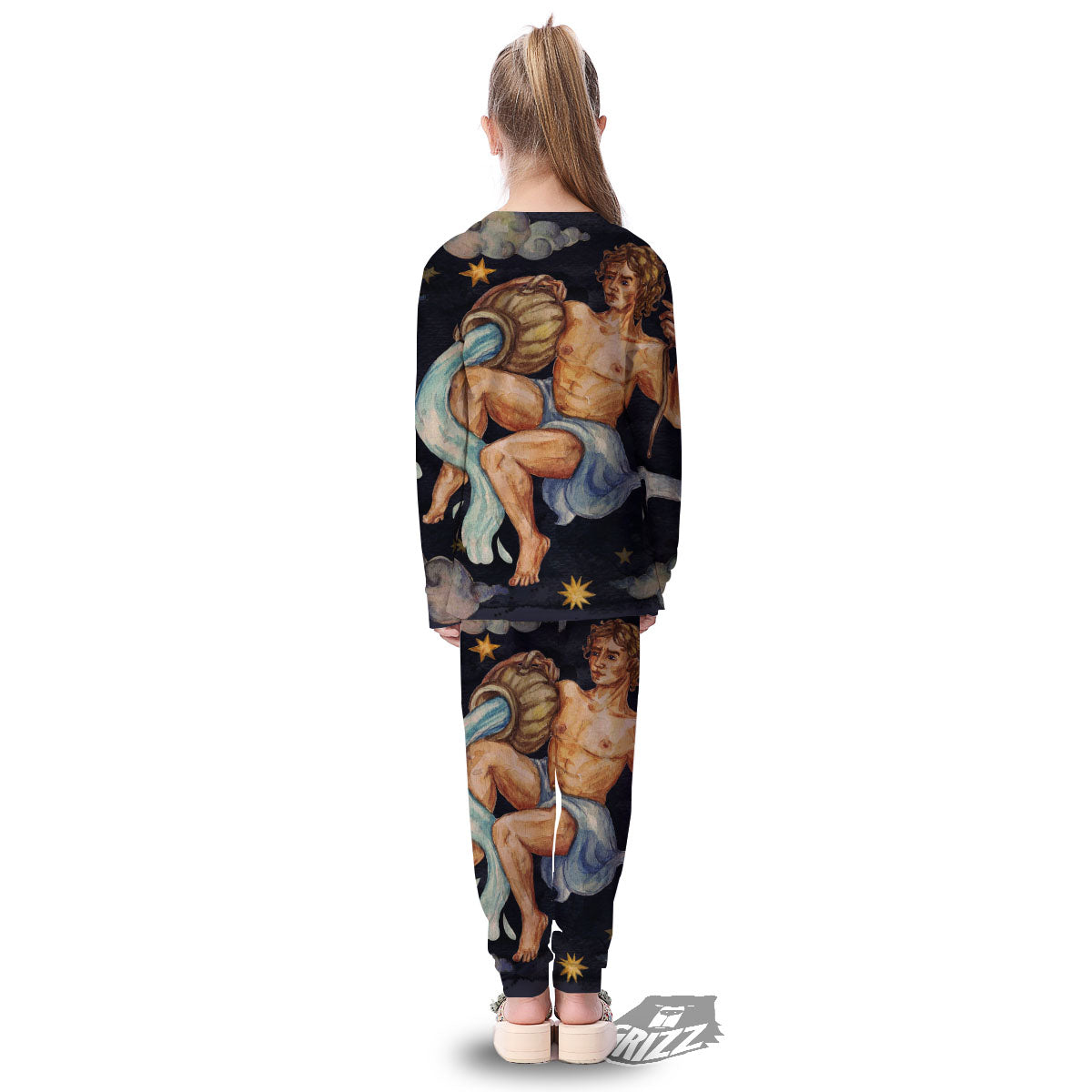Zodiac Sign Watercolor Aquarius Print Kid's Pajamas-grizzshop