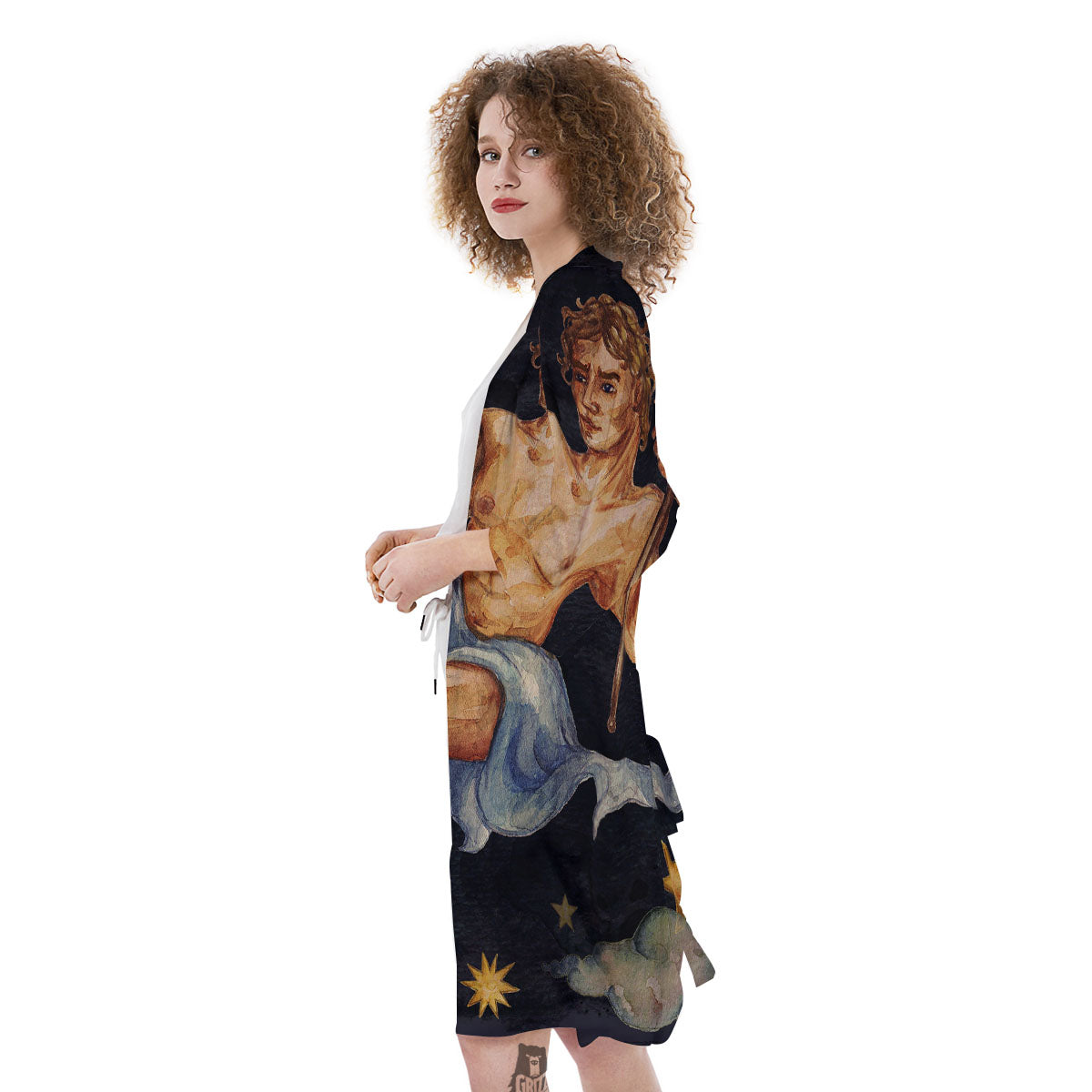 Zodiac Sign Watercolor Aquarius Print Kimono-grizzshop
