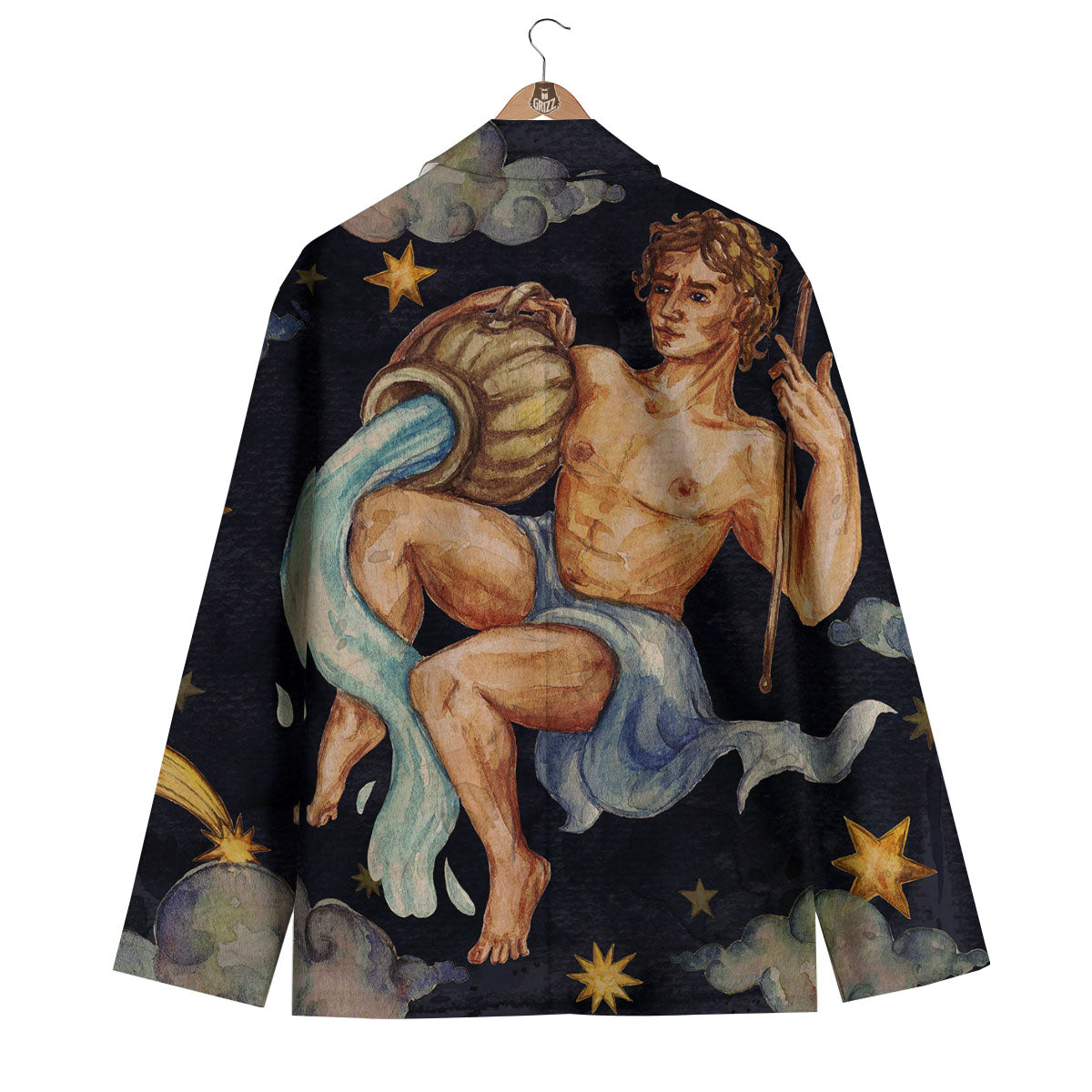 Zodiac Sign Watercolor Aquarius Print Men's Blazer-grizzshop