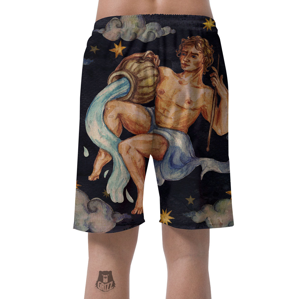 Zodiac Sign Watercolor Aquarius Print Men's Shorts-grizzshop