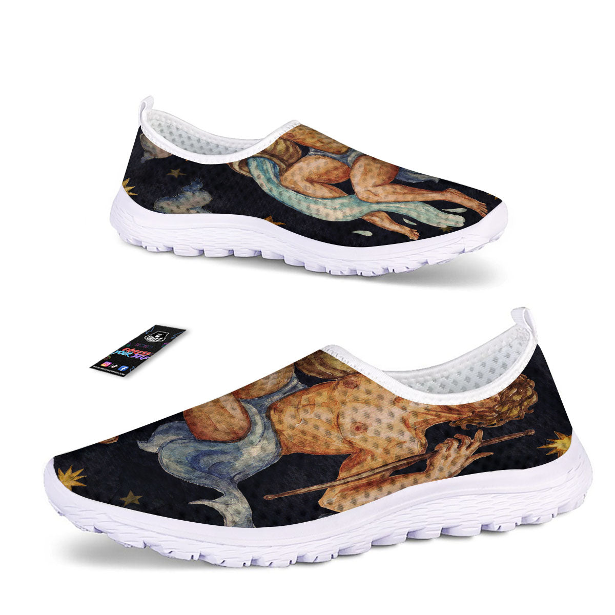 Zodiac Sign Watercolor Aquarius Print Nurse Shoes-grizzshop