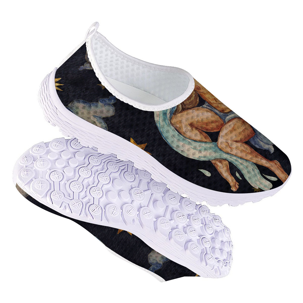Zodiac Sign Watercolor Aquarius Print Nurse Shoes-grizzshop