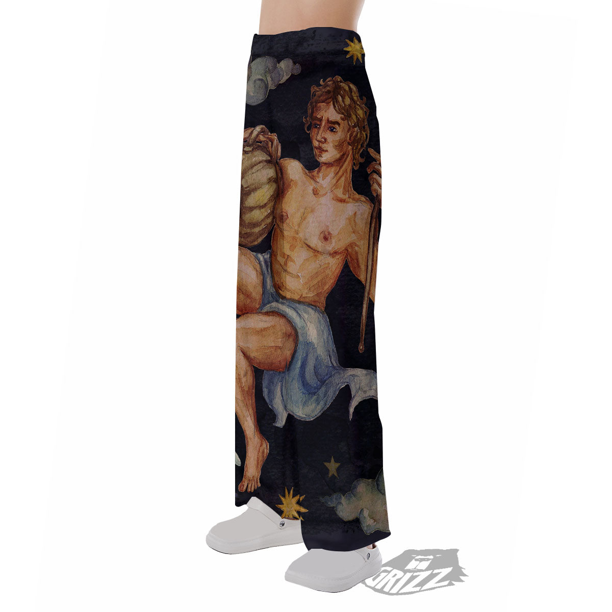 Zodiac Sign Watercolor Aquarius Print Pajama Pants-grizzshop