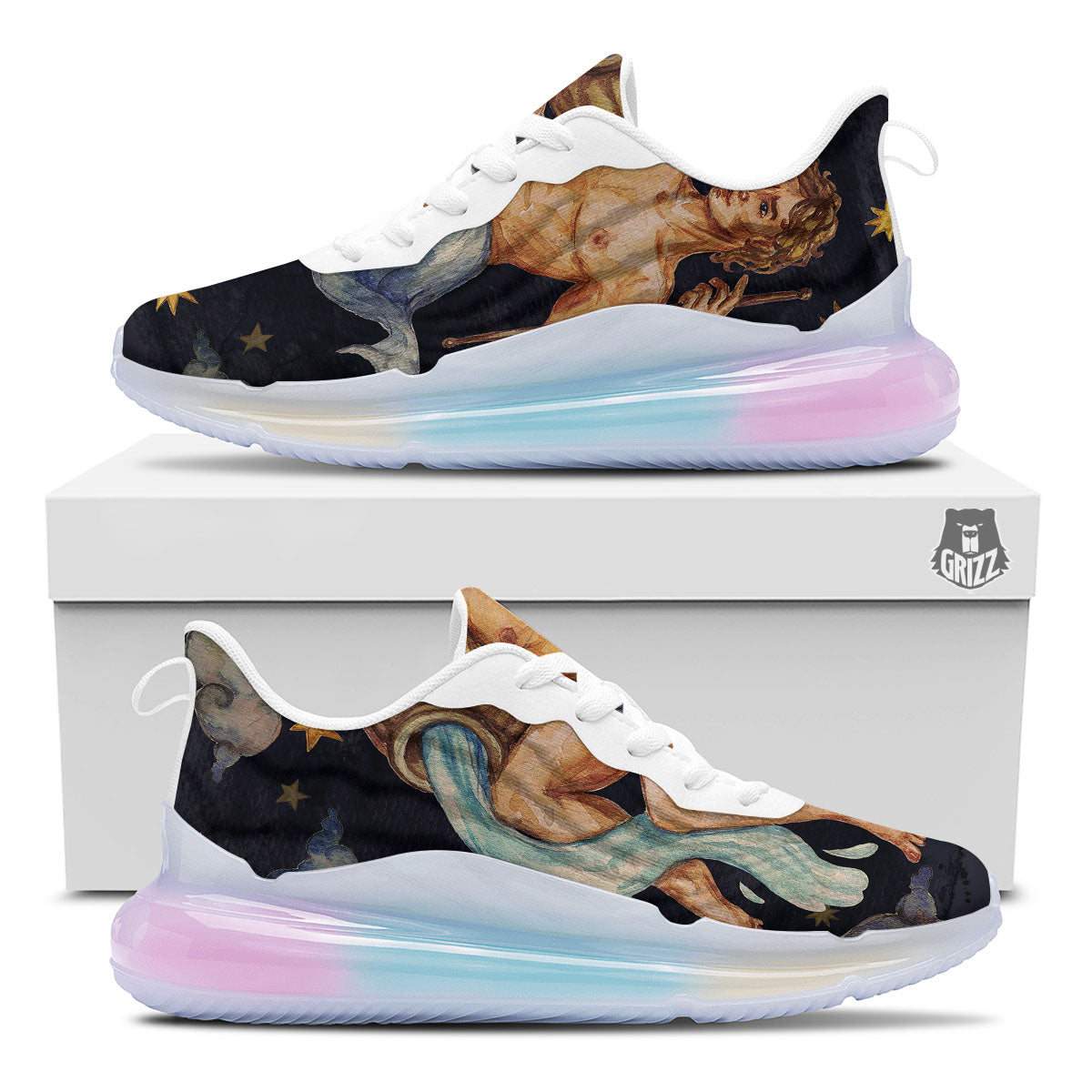 Zodiac Sign Watercolor Aquarius Print Running Sneakers-grizzshop