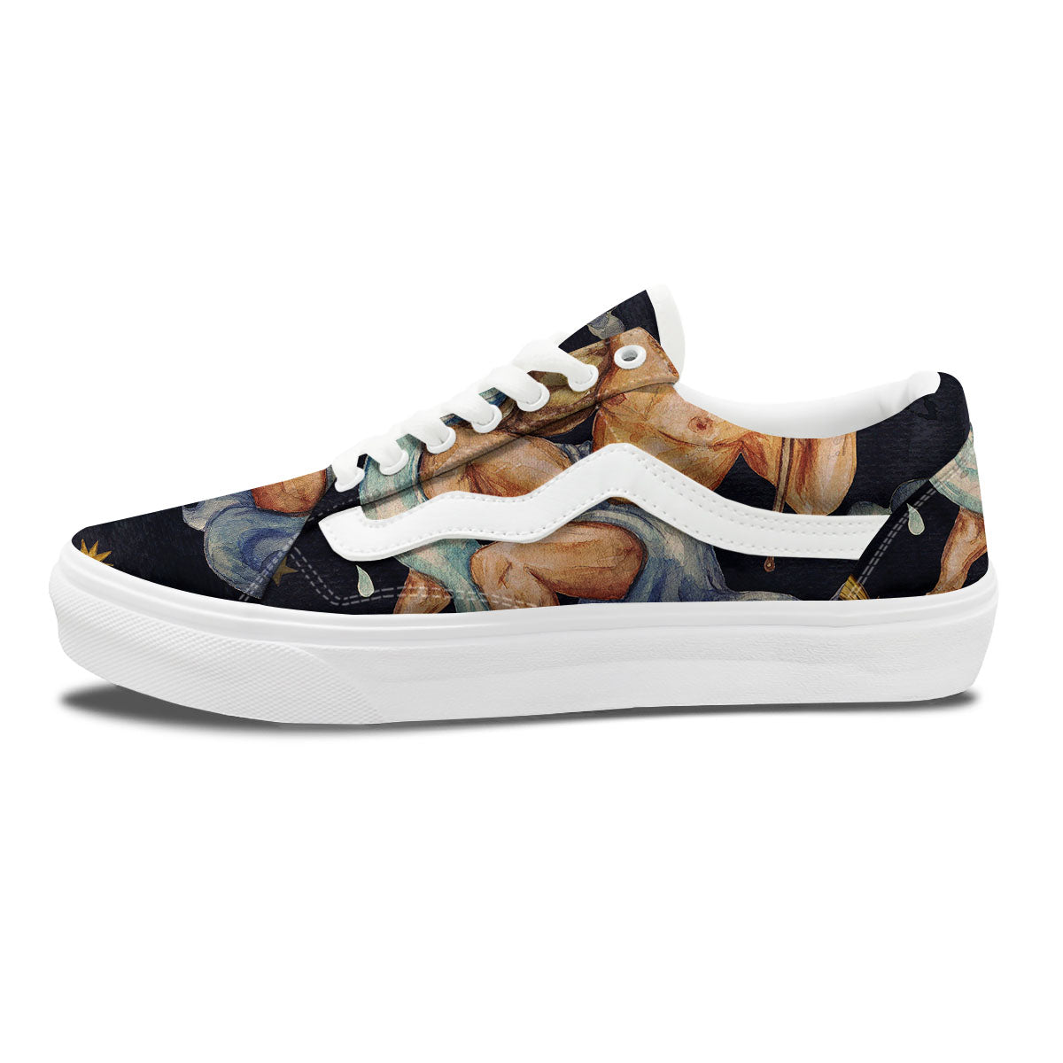 Zodiac Sign Watercolor Aquarius Print Skate Shoes-grizzshop