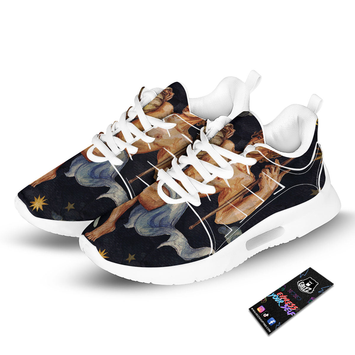 Zodiac Sign Watercolor Aquarius Print Tennis Shoes-grizzshop