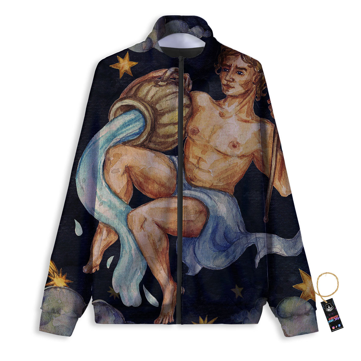 Zodiac Sign Watercolor Aquarius Print Track Jacket-grizzshop