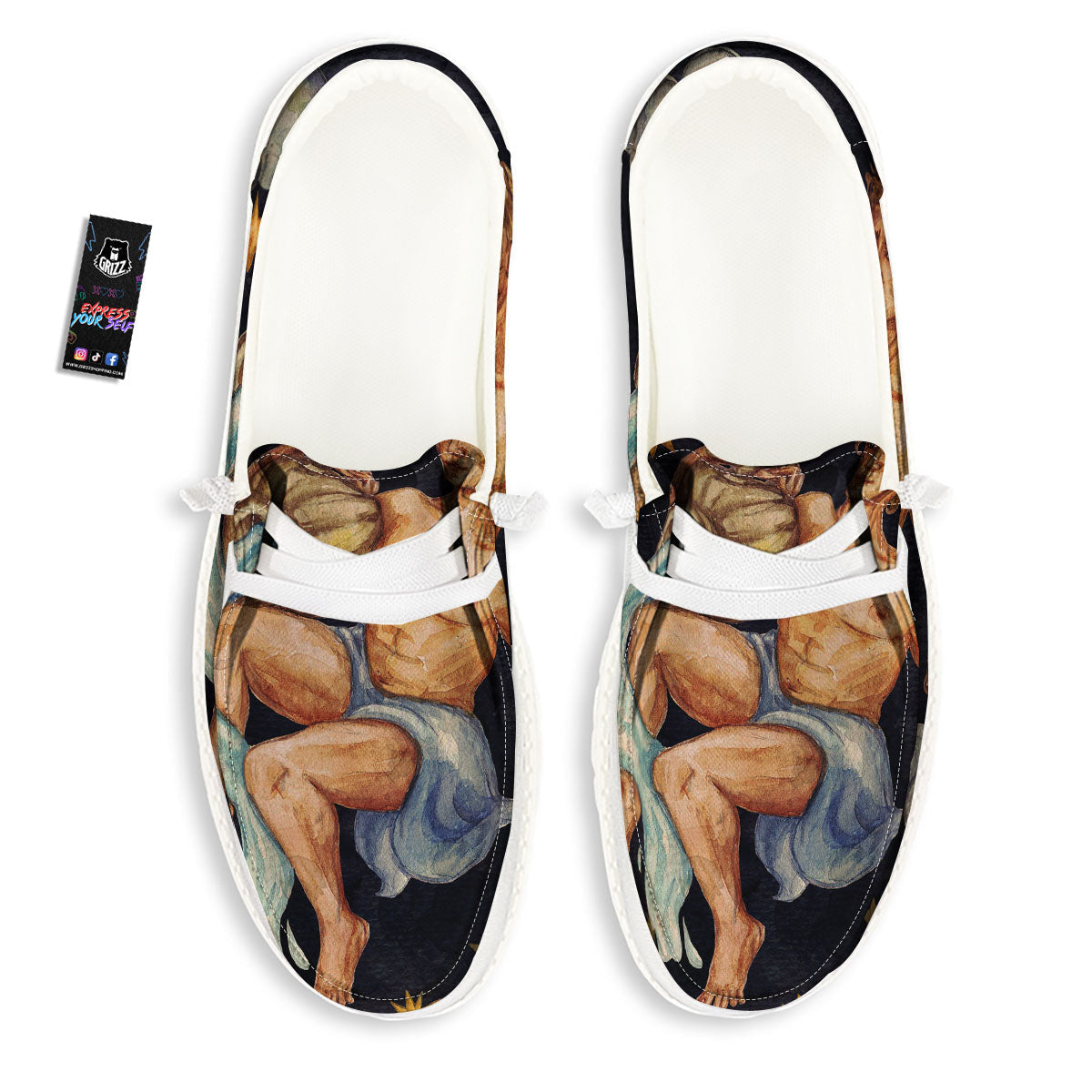 Zodiac Sign Watercolor Aquarius Print White Loafers-grizzshop