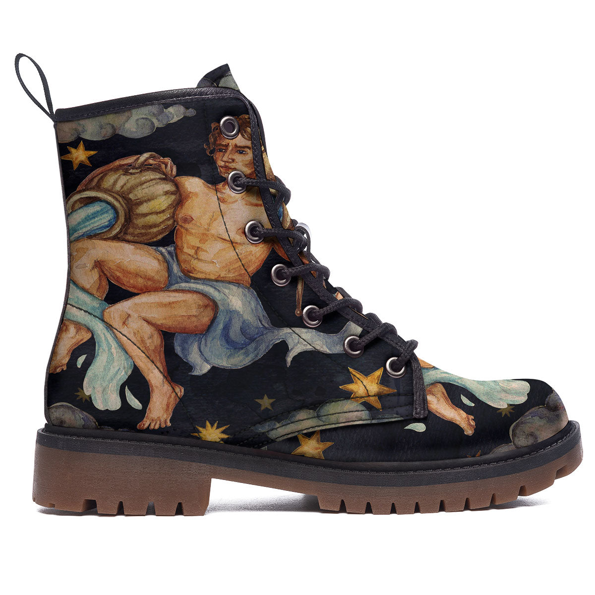 Zodiac Sign Watercolor Aquarius Print Work Boots-grizzshop