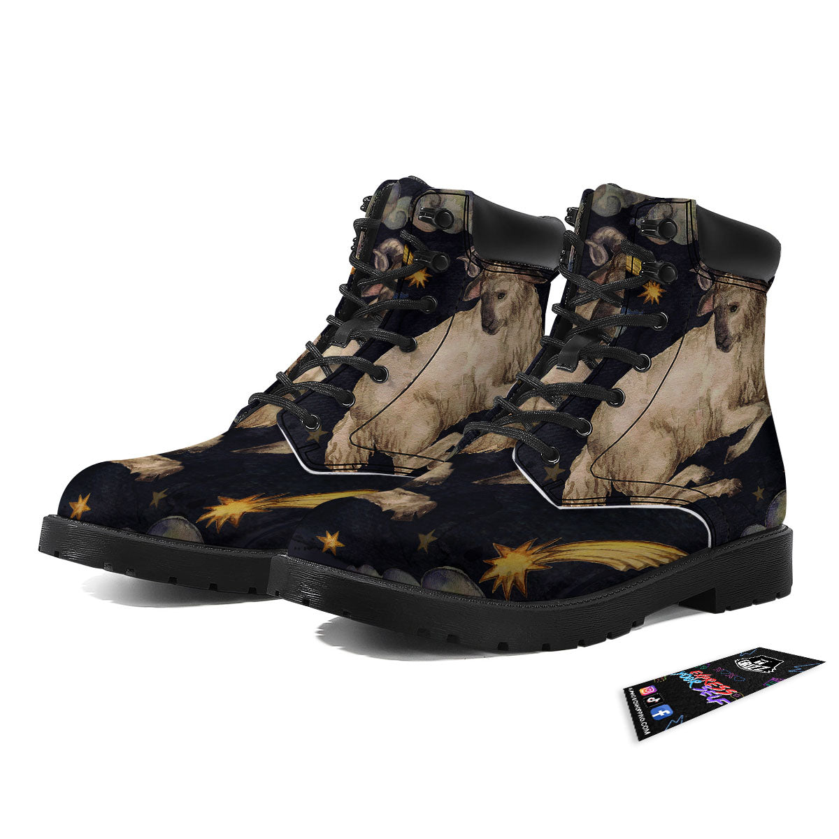 Zodiac Sign Watercolor Aries Print Boots-grizzshop