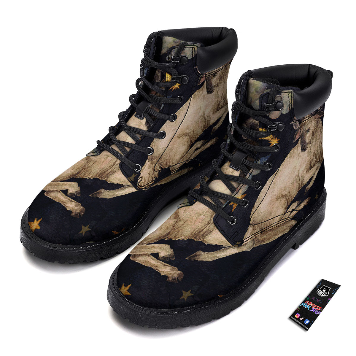 Zodiac Sign Watercolor Aries Print Boots-grizzshop