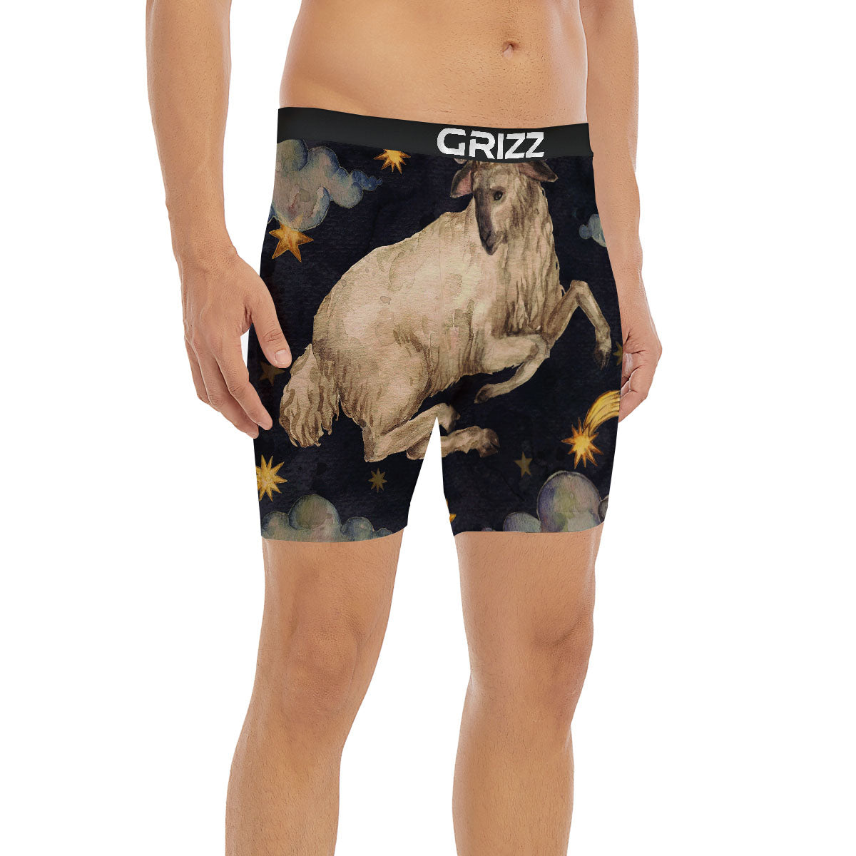 Zodiac Sign Watercolor Aries Print Boxer Briefs-grizzshop