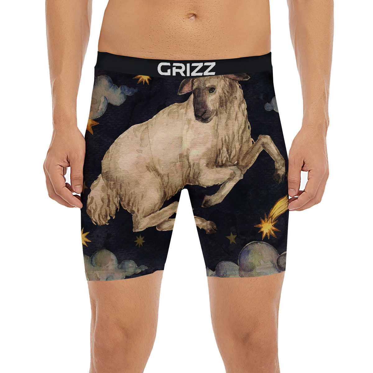 Zodiac Sign Watercolor Aries Print Boxer Briefs-grizzshop