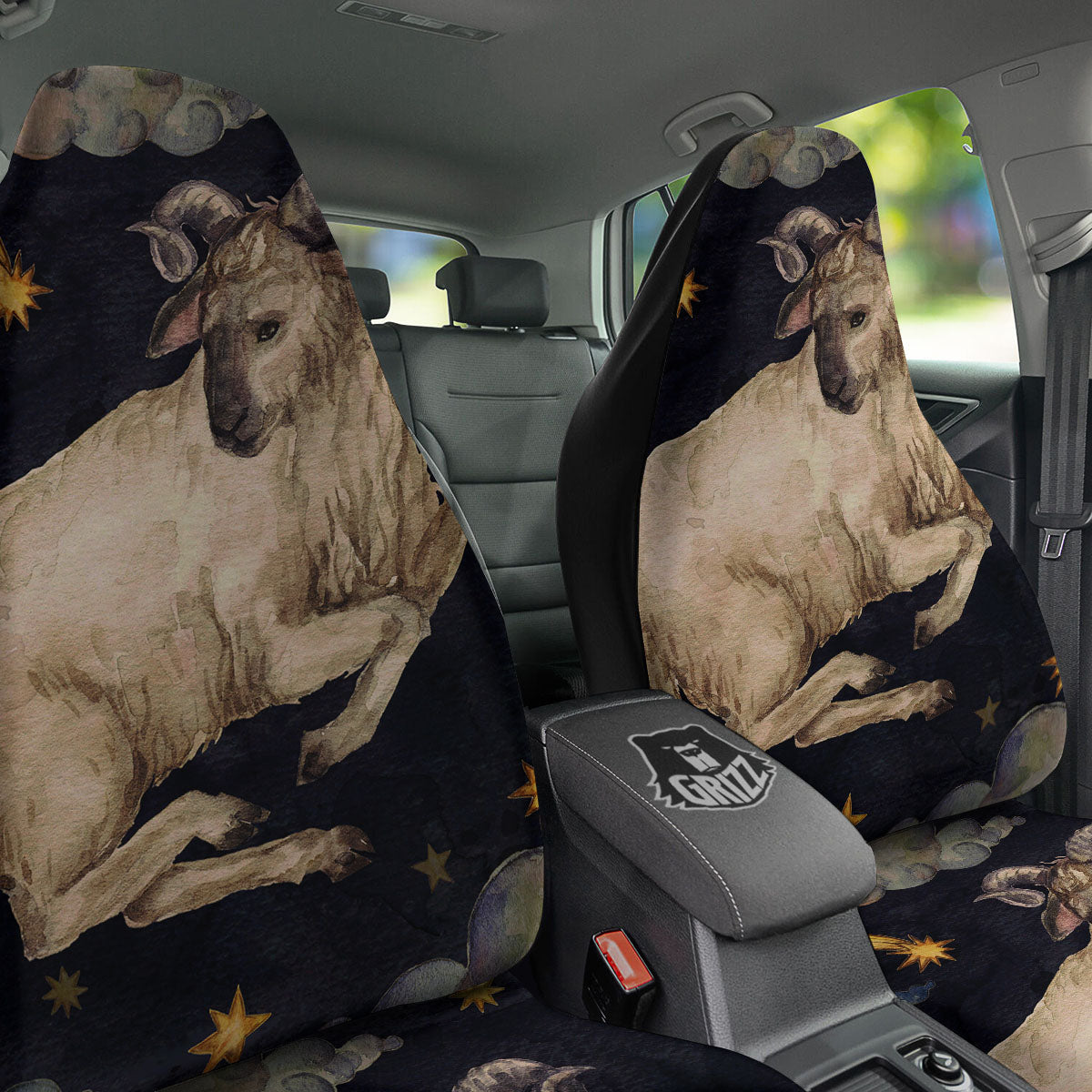 Zodiac Sign Watercolor Aries Print Car Seat Covers-grizzshop
