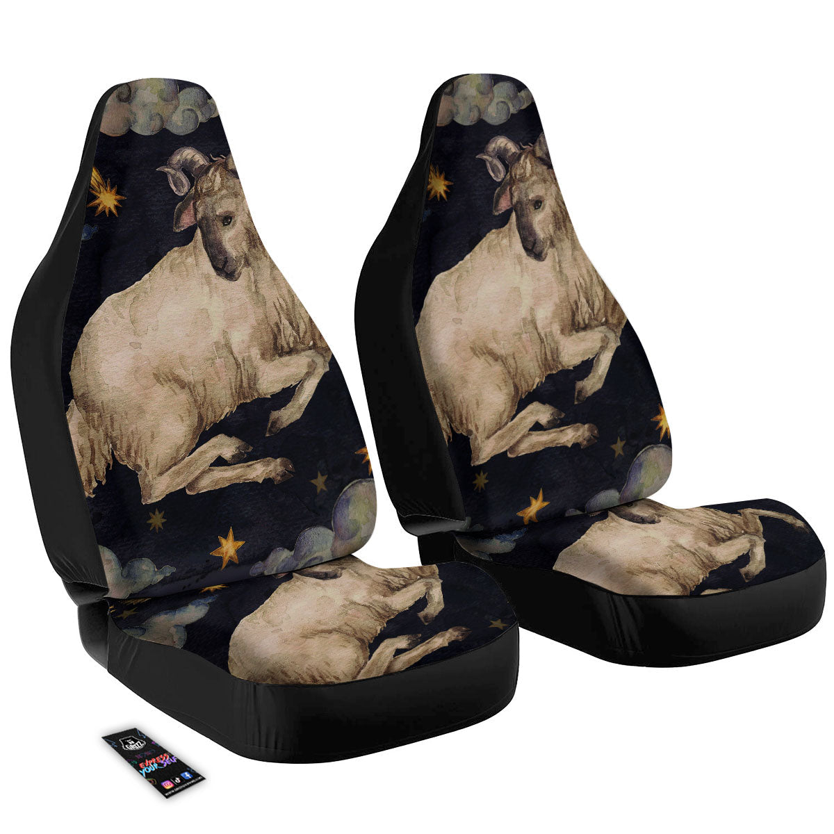 Zodiac Sign Watercolor Aries Print Car Seat Covers-grizzshop