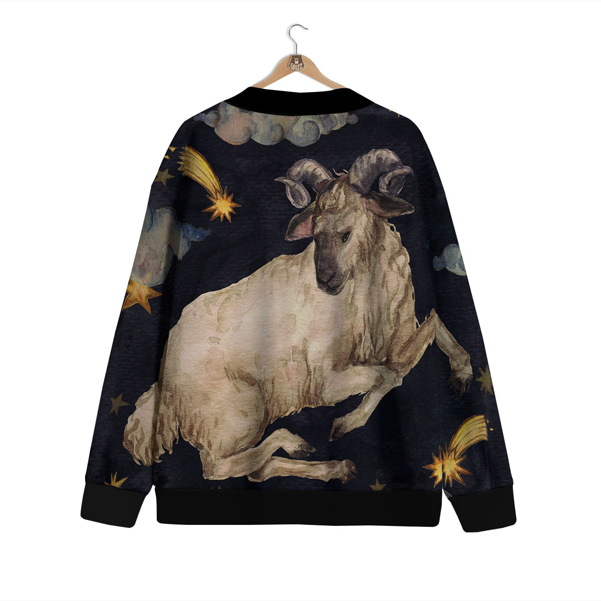 Zodiac Sign Watercolor Aries Print Cardigan-grizzshop