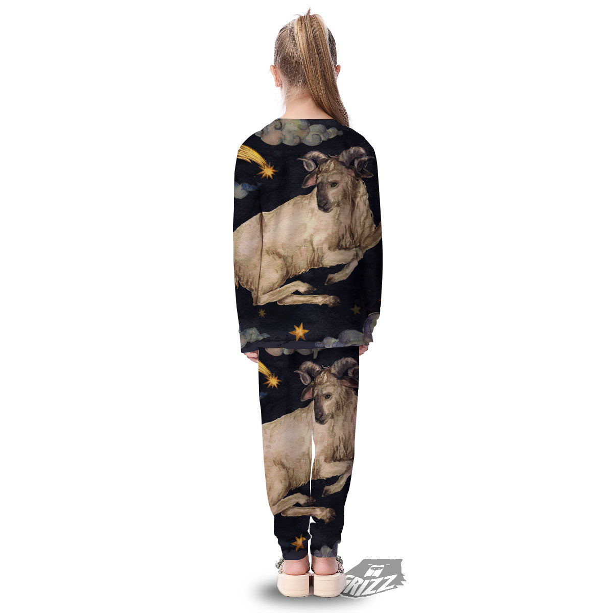 Zodiac Sign Watercolor Aries Print Kid's Pajamas-grizzshop