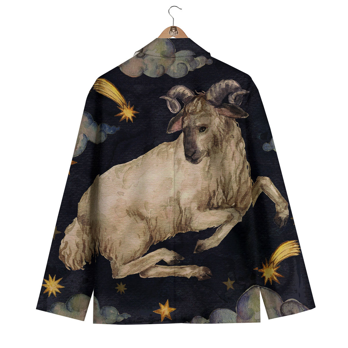 Zodiac Sign Watercolor Aries Print Men's Blazer-grizzshop