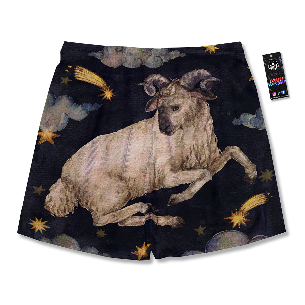 Zodiac Sign Watercolor Aries Print Men's Running Shorts-grizzshop