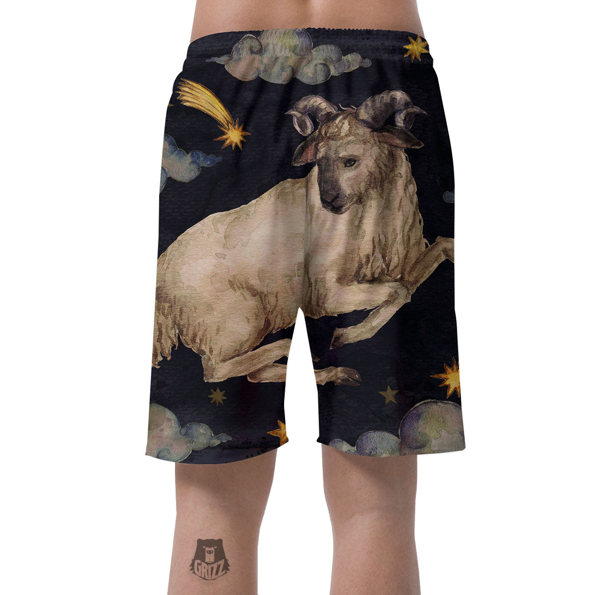 Zodiac Sign Watercolor Aries Print Men's Shorts-grizzshop