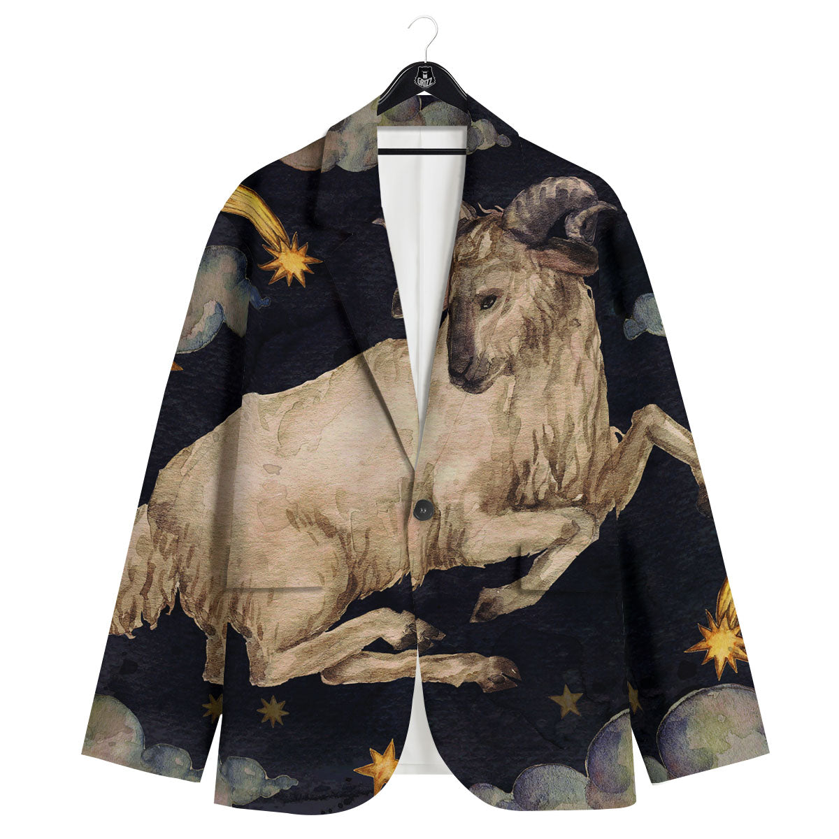 Zodiac Sign Watercolor Aries Print Men's Sport Coat-grizzshop