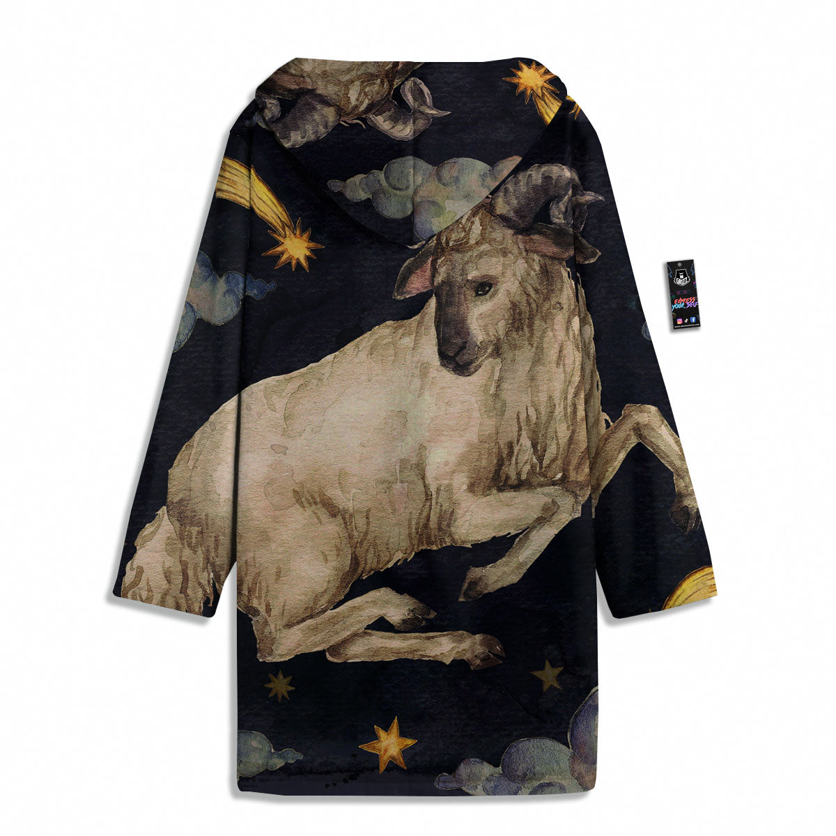 Zodiac Sign Watercolor Aries Print Men's Windbreaker Jacket-grizzshop