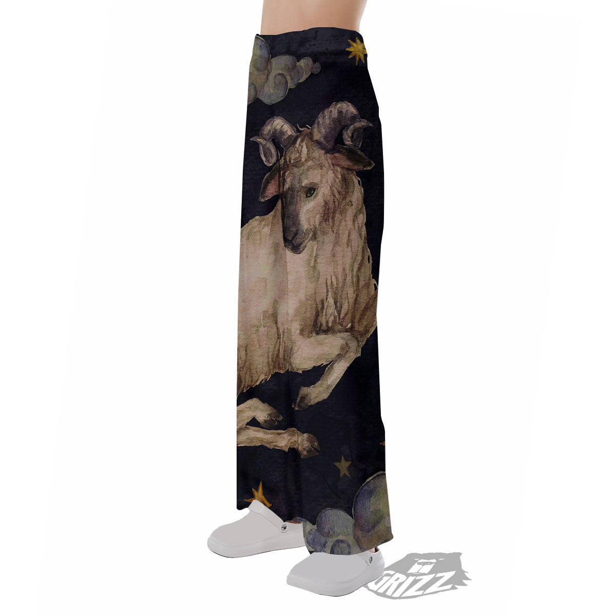 Zodiac Sign Watercolor Aries Print Pajama Pants-grizzshop