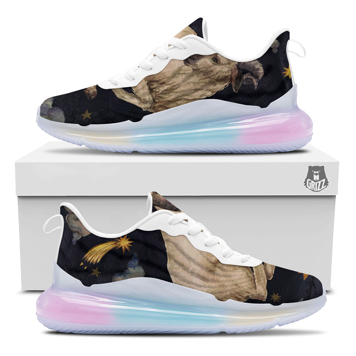 Zodiac Sign Watercolor Aries Print Running Sneakers-grizzshop