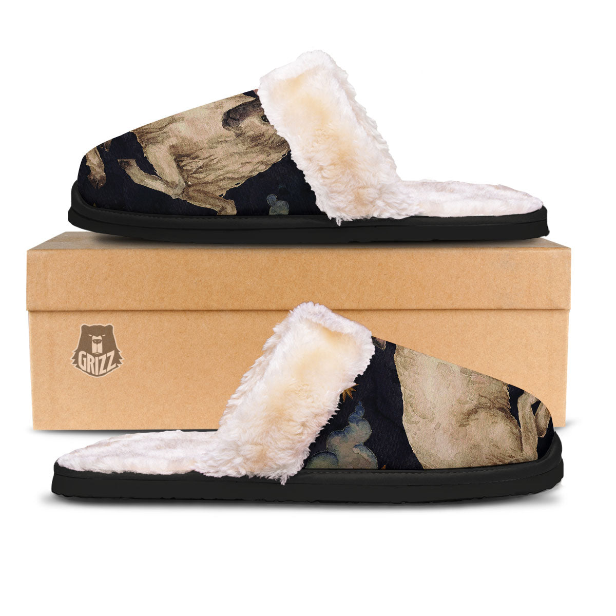Zodiac Sign Watercolor Aries Print Slippers-grizzshop