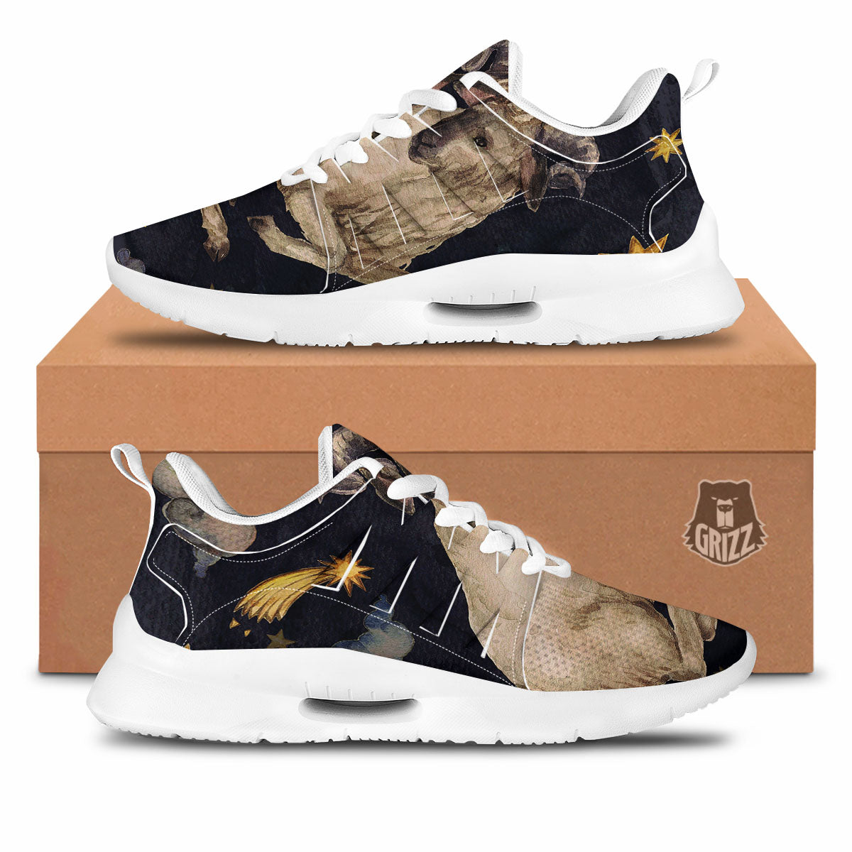 Zodiac Sign Watercolor Aries Print Tennis Shoes-grizzshop