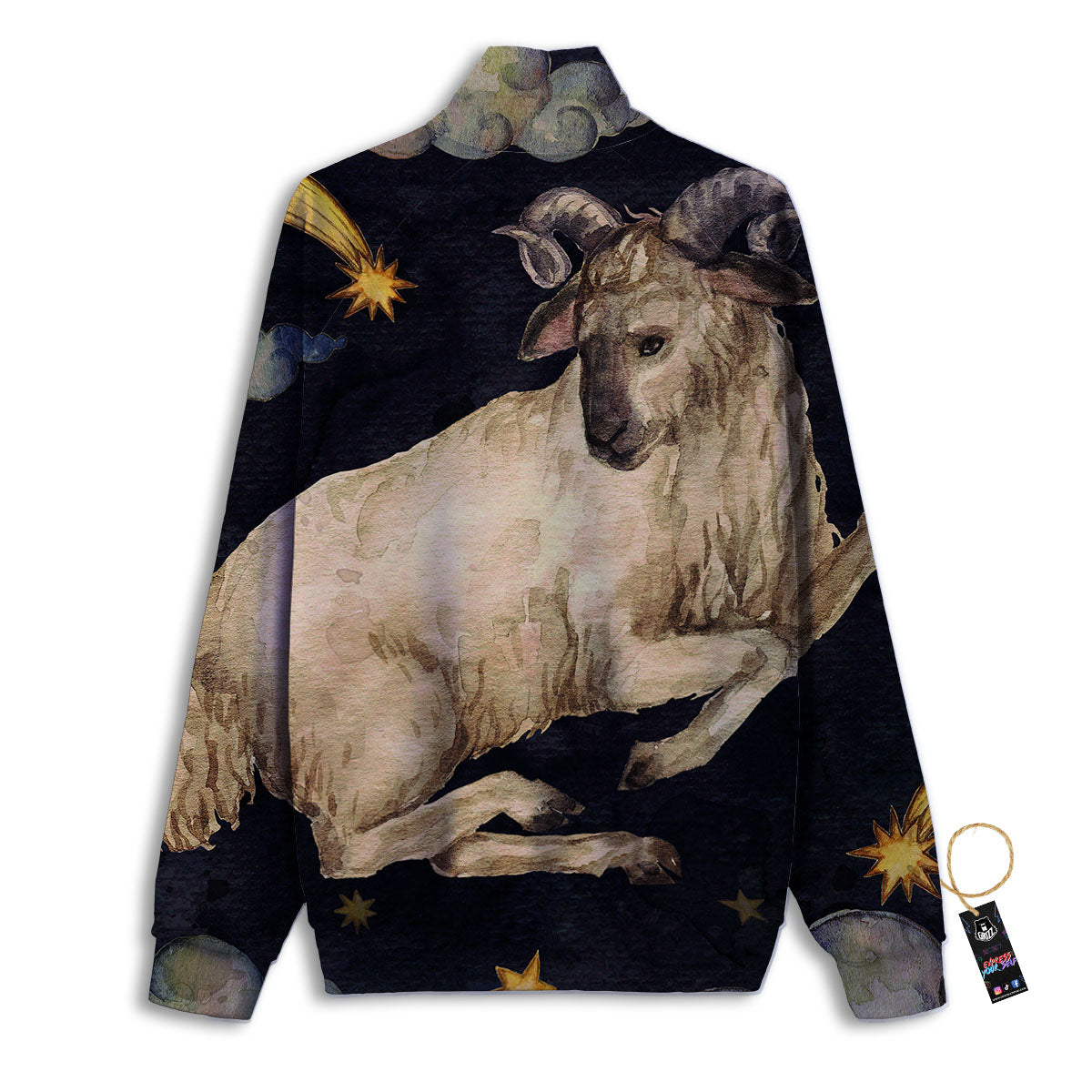 Zodiac Sign Watercolor Aries Print Track Jacket-grizzshop