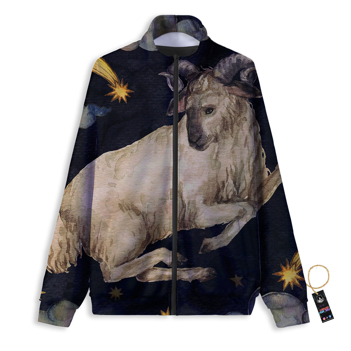 Zodiac Sign Watercolor Aries Print Track Jacket-grizzshop