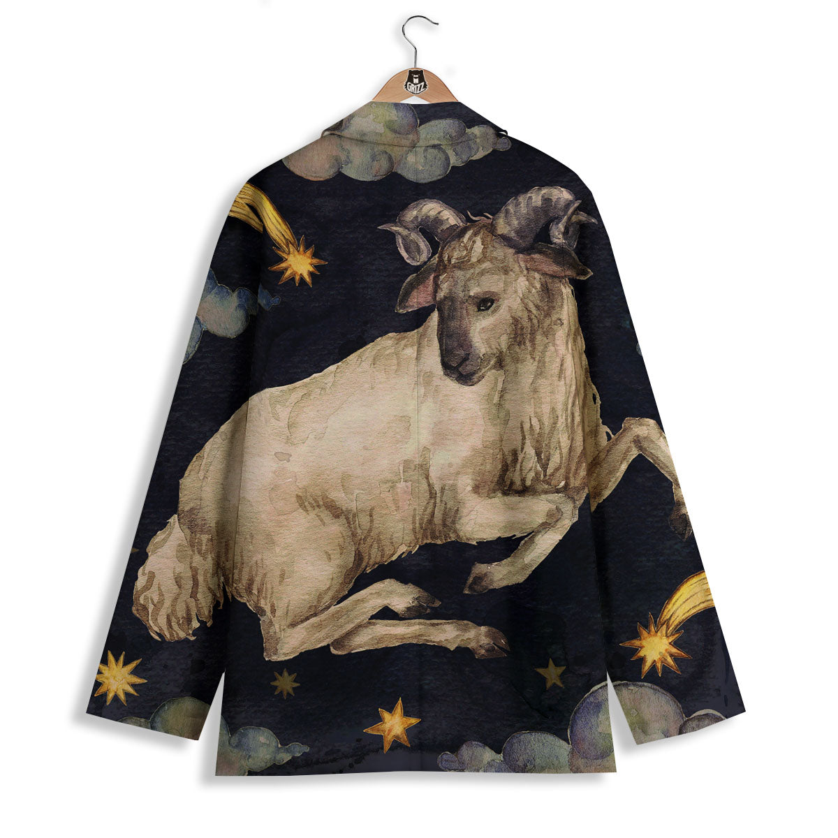 Zodiac Sign Watercolor Aries Print Women's Blazer-grizzshop