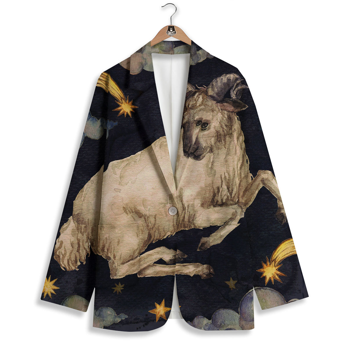 Zodiac Sign Watercolor Aries Print Women's Blazer-grizzshop