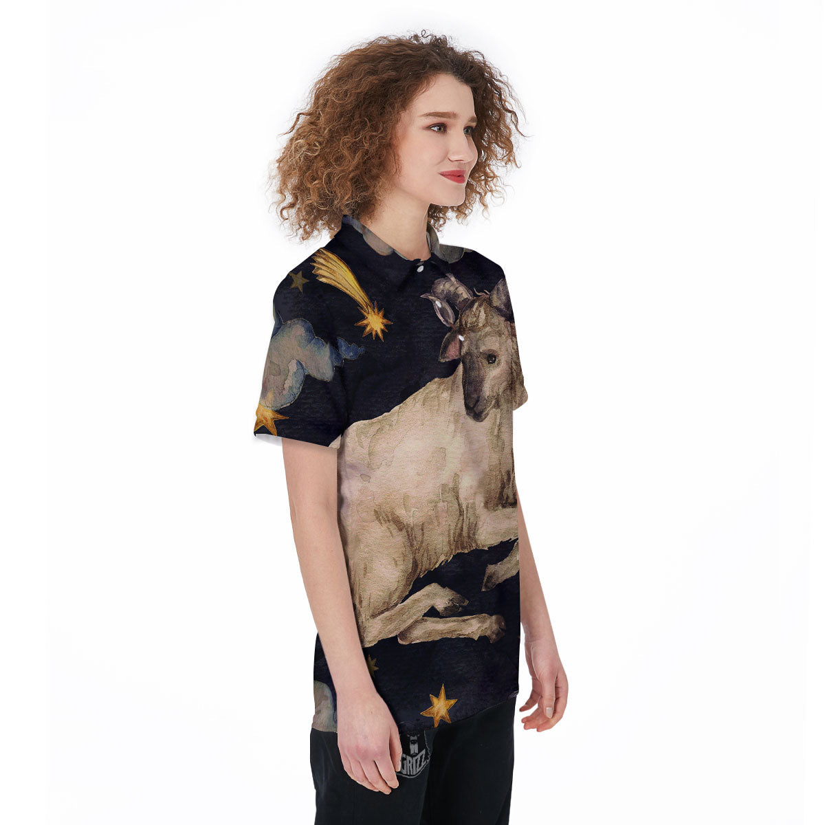 Zodiac Sign Watercolor Aries Print Women's Golf Shirts-grizzshop