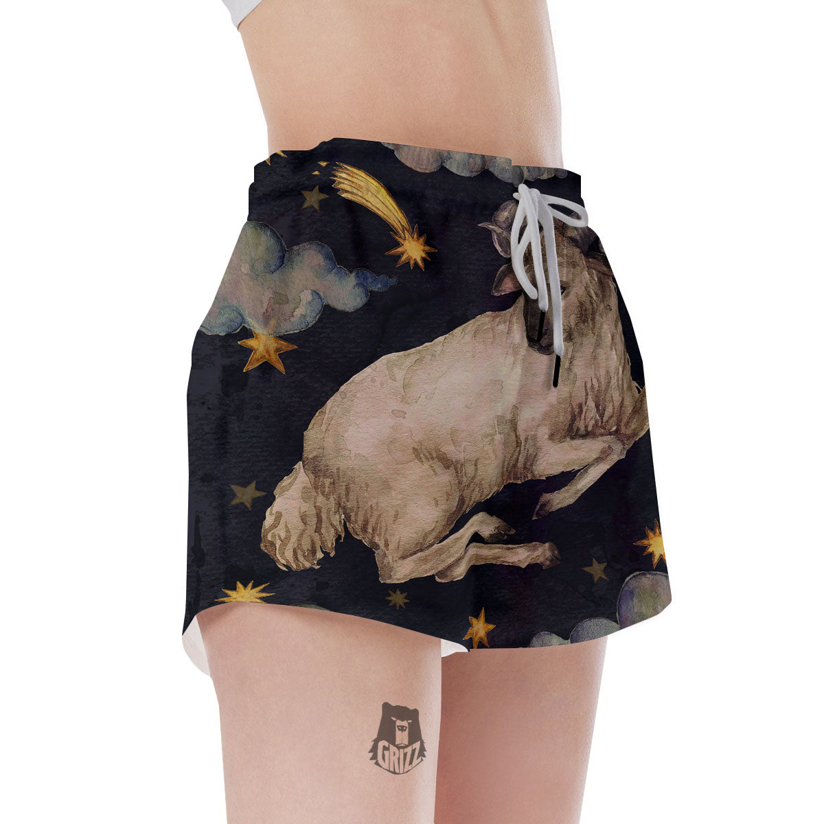 Zodiac Sign Watercolor Aries Print Women's Shorts-grizzshop