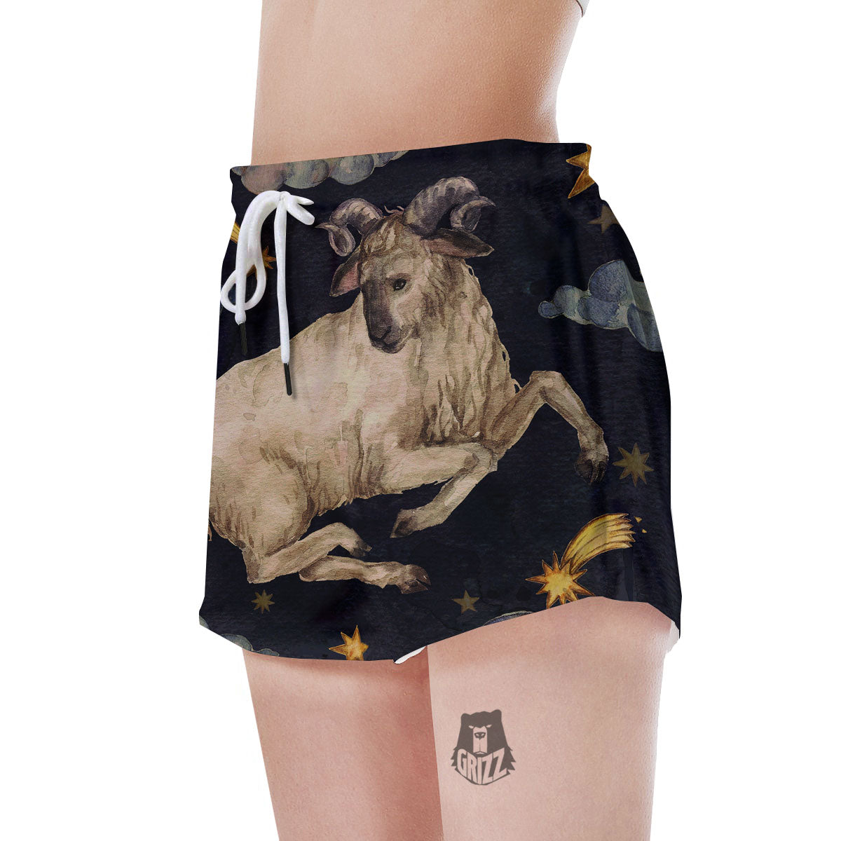 Zodiac Sign Watercolor Aries Print Women's Shorts-grizzshop