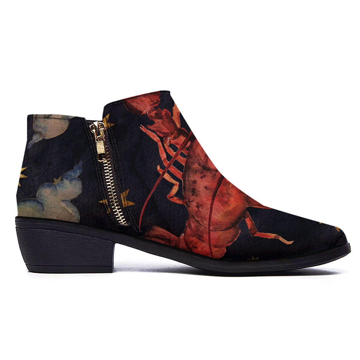 Zodiac Sign Watercolor Cancer Print Ankle Boots-grizzshop