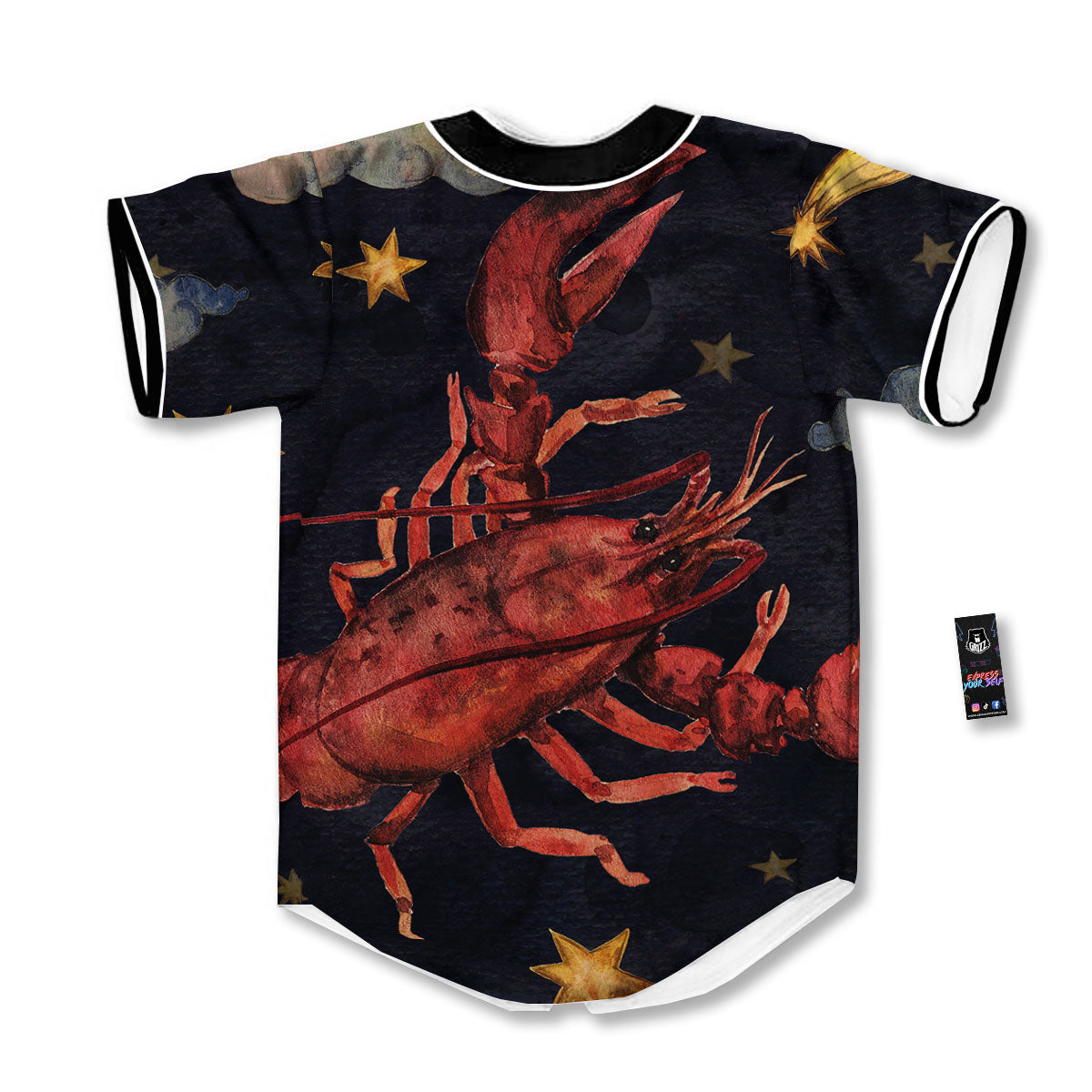 Zodiac Sign Watercolor Cancer Print Baseball Jersey-grizzshop