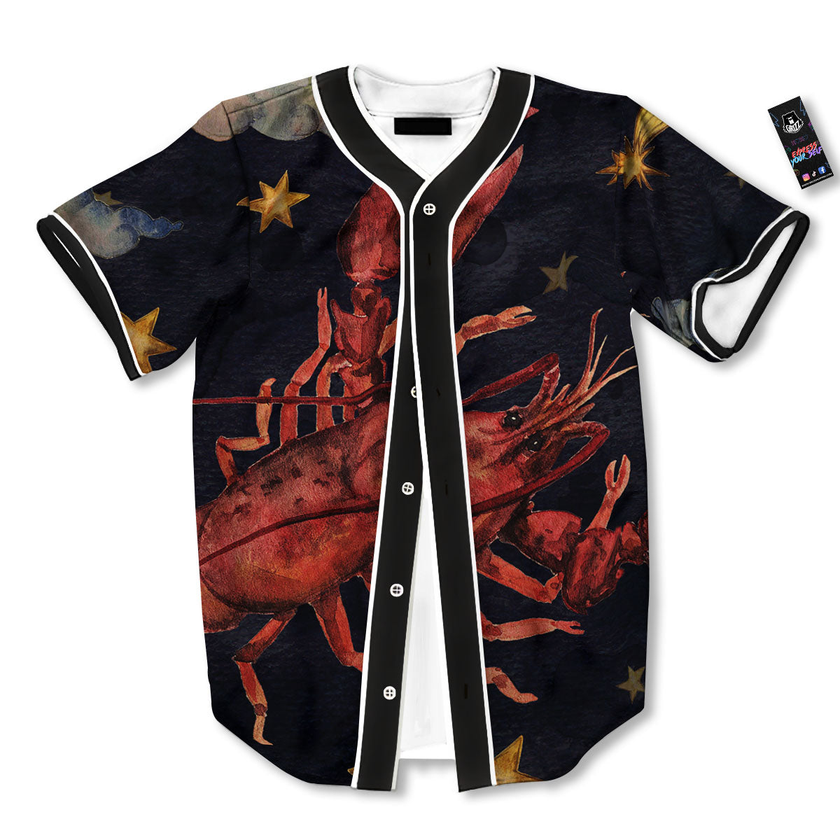 Zodiac Sign Watercolor Cancer Print Baseball Jersey-grizzshop
